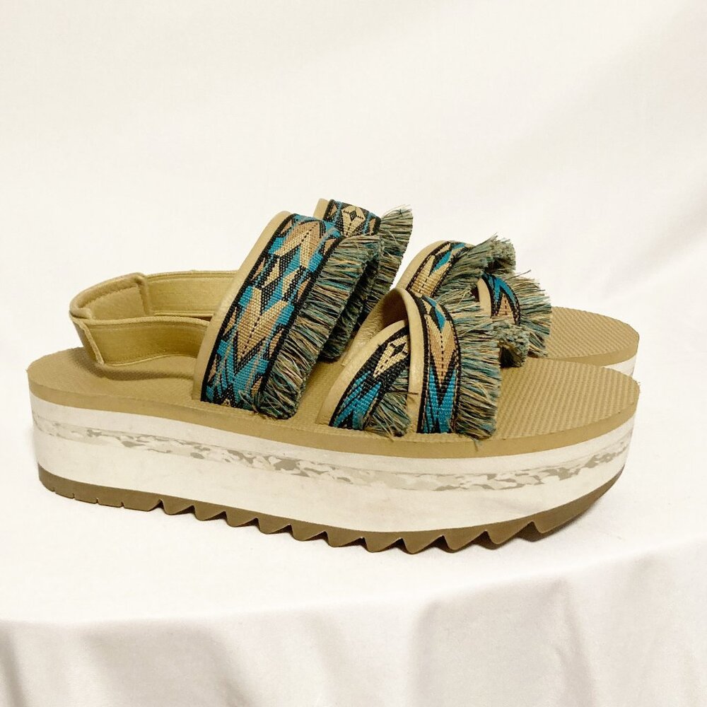Teva Flatform Ceres Double Diamond Sandals Size 9 Boho Aztec Platform
